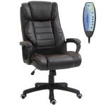 Vinsetto Fotoliu de birou cu masaj, fotoliu ergonomic pentru birou, confort sporit, înălțime reglabilă, funcție spătar cu basculare, tapițerie sintetică maro
