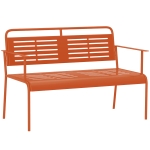 Outsunny Banco de jardim 2 lugares, banco exterior em aço com apoios de braços e encosto, para varanda, 121 x 64 x 84 cm, vermelho