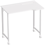 HOMCOM Small Folding Desk, with Wheels - White Wood-Effect