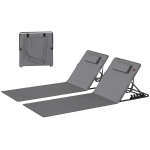 Outsunny Set de 2 transats pliants légers à dossier réglable avec coussin et poche de rangement