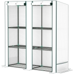 Outsunny Serre de jardin avec étagères métalliques à 3 niveaux serre de balcon couverture PE toit incliné 144 x 48 x 152 cm blanc