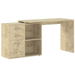 HOMCOM Birou Colțar pentru PC cu 3 Sertare și Rafturi Deschise, din Lemn și Metal, 117x83.5x76 cm, Nuc