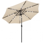 Outsunny 2.6 m Garden Parasol Umbrella with LED Solar Light, Parasol Cover, Outdoor Market Patio Umbrella, Beige