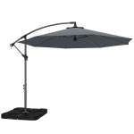 Outsunny 3m Overhanging Parasol, with Base, Weights and Cover - Dark Grey