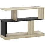 HOMCOM Măsuță laterală în formă de S, măsuță de canapea cu 3 niveluri și rafturi de depozitare, 90 x 30 x 61 cm, efect lemn natural negru