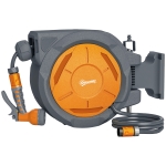 Outsunny Enrouleur Tuyau Arrosage Mural 30 m x Ø 15 mm Dévidoir Automatique de Tuyaux d'Eau Rétractable Automatique orange