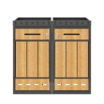 Doppel-Mülltonnenbox, 2‑fach Abfalltrennsystem, 132x80x124 cm, Grau+Naturfarbe