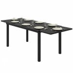 Outsunny Table de jardin extensible pour 6-8 personnes, aluminium avec plateau à lattes, noir.
