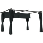 Outsunny Einziehbare Pergola 4x3m Pergola Aluminium Metall mit Vorhang und Schiebedach Polyester 180 g/m² dunkelgrau