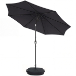Outsunny 2.7 m Garden Parasol Umbrella with Cross Base and Sandbag, Retractable Ribs, Outdoor Table Market Umbrella, Black
