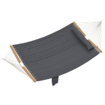 Outsunny Hangmat Outdoor 200x140 cm, dubbel-laags hangmat met hoofdsteun, tijdschrifttas en houten spreidstaven tot 200 kg