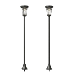 Outsunny Solar Lantaarn 2-delig Set Staande Lamp 180cm Verstelbaar met 2 Helderheidsmodi Lichtsensor Schakelaar, IP44