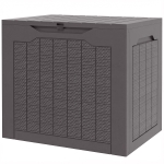 Outsunny Coffre de rangement extérieur 93L avec poignées encastrées, malle de rangement extérieur étanche 56 x 41 x 50 cm, marron