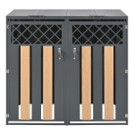 Mülltonnenbox mit hydraulischem Klappdeckel und abschließbarer Front, zwei getrennte Fächer, 132x80x118,5 cm, Grau+Naturfarbe