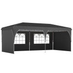 Outsunny Carpa Plegable 6x3 m con Tiras Reflectantes UPF 50+ Fácil Montaje Sistema Central de Bloqueo Impermeable Gris Oscuro