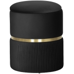 HOMCOM Velvet-Feel Storage Ottoman - Black