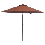 Outsunny Parasol droit parasol inclinable de jardin manivelle toile polyester haute densité 180 g/m² Ø2,6 x 2,35 m aluminium café