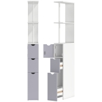HOMCOM Columna de Baño Moderno Mueble Auxiliar de Baño con 2 Estantes 2 Cajones y 1 Puerta Antivuelco 15x33x136,8 cm Blanco