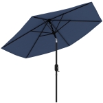 Outsunny 2.6 m Garden Parasol Umbrella with Aluminium Pole, Outdoor Patio Umbrella with Tilt and Crank, Vent, Navy Blue