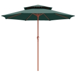 Outsunny 2.7 m Garden Parasol with Double Top Outdoor Market Table Umbrella with Crank System, Green