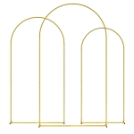 Outsunny Wedding Arch Frame Set, 2.2, 2, 1.8 m Metal Backdrop Stand Set of 3, Balloon Stand Set for Birthday Party, Bridal Shower, Graduation, Ceremony, Banquet Decorations, Gold Tone