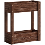 Outsunny 2-Tier Wooden Raised Planter, Raised Garden Bed on Legs with Drainage Holes and Bed Liner, Elevated Garden Planter