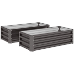 Outsunny Conjunto de 2 Floreiras Grandes para Exterior em Aço Galvanizado Hortas para Terraço Jardim 110x50x30 cm Cinzento