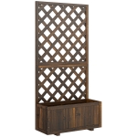Outsunny Floreira com Treliça de Madeira Maciça Caixa de Plantio com Suporte para Plantas Trepadeiras 72,5x31,5x149,5 cm Marrom