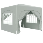Outsunny Tenda Dobrável 3x3 m com Painéis Laterais UPF50+ Tenda de Jardim com Altura Ajustável e Bolsa de Transporte Cinza Claro