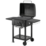 Outsunny Grill węglowy BBQ Smoker z pokrywą, termometrem, regulowaną wysokością węgla, kominem, rusztem, boczną półką i tacką na popiół