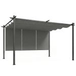 Outsunny Pérgola de Jardín 4x3 m con Techo Retráctil 3 Laterales Enrollables UPF30+ Cenador de Jardín para Patio Exterior Gris