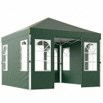 Outsunny Carpa Plegable 3x3 m Pop-up con UPF50+ 4 Laterales Desmontables Altura Ajustable y Bolsa de Transporte Verde