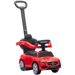 AIYAPLAY Premergător copii Mercedes-Benz cu licență, mașină de împins cu mâner detașabil, 91 x 40 x 83 cm, roșu