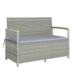 Outsunny Tuinbank polyrattan 170L tweezitter bank met opbergruimte afneembaar kussen ritssluiting voering houten armleuningen