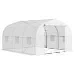Outsunny Seră Tip Tunel pentru Grădină cu 6 Ferestre și Ușă Rulantă, din Oțel și PE, 3.5x3x2 m, Albă