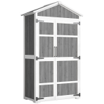 Outsunny Armario de Jardín Cobertizo Impermeable con Techo de Metal Doble Puerta para Herramientas de Jardinería 105x55x179cm Gris