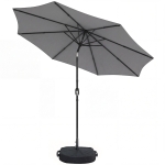 Outsunny 2.7 m Garden Parasol Umbrella with Cross Base and Sandbag, Retractable Ribs, Outdoor Table Market Umbrella, Light Grey