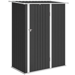 Outsunny Capanno Porta Attrezzi in Metallo con Tetto Inclinato e Porta Bloccabile, 142x86x189 cm, Grigio Scuro