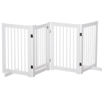 PawHut Barrera de Seguridad para Perros Plegable de Madera para Escaleras y Puertas con Soporte de Pie 204x36x75 cm Blanco