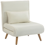 HOMCOM Butaca convertible 3 en 1 sofá cama sillón 1 plaza respaldo 5 posiciones en tejido con cojín, crema