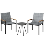 Outsunny 3-teiliges Bistro-Set: Stühle mit Textileinsatz und Tisch, Mischgrau.