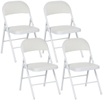 HOMCOM Juego de 4 Sillas Plegables Acolchadas con Respaldo y Estructura de Acero para Salón Comedor Cocina 45x46x78 cm Blanco