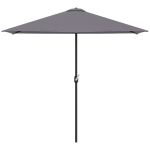 Outsunny Demi-parasol Ø 230 cm Parasol de balcon terrasse avec manivelle Protection solaire UV Polyester, gris
