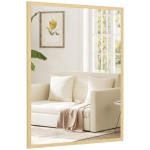 HOMCOM Miroir mural rectangulaire 80 x 60 cm, cadre en bois naturel, idéal pour la salle de bain, salon ou chambre