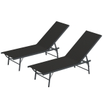Outsunny Lot de 2 bain de soleil chaise longue pliante textilène transat jardin extérieur inclinable 54 x 164 x 84 cm noir