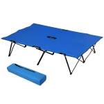 Outsunny Lit de camp pliable double 2 personnes jusqu'à 136 kg 193 x 125 x 40 cm polyester Oxford métal bleu