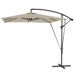 Outsunny Parasol déporté, parasol de jardin extérieur, Toile ajustable, 8 baleines, base en croix et manivelle, 2,5 x 2,5 m, kaki