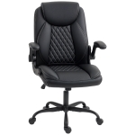 HOMCOM Silla de oficina, silla ergonómica con reposabrazos abatibles, altura regulable, función de balanceo, negro
