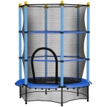 HOMCOM Trampoline Enfant Ø 1,40 × 1,90H m Filet de sécurité Porte zipée Couvre-Ressorts 6 poteaux rembourrés Inclus Bleu