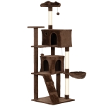 PawHut Árbol Rascador para Gatos 180 cm con Plataformas Cama 2 Cuevas Hamaca Escalera Postes de Sisal Marrón
